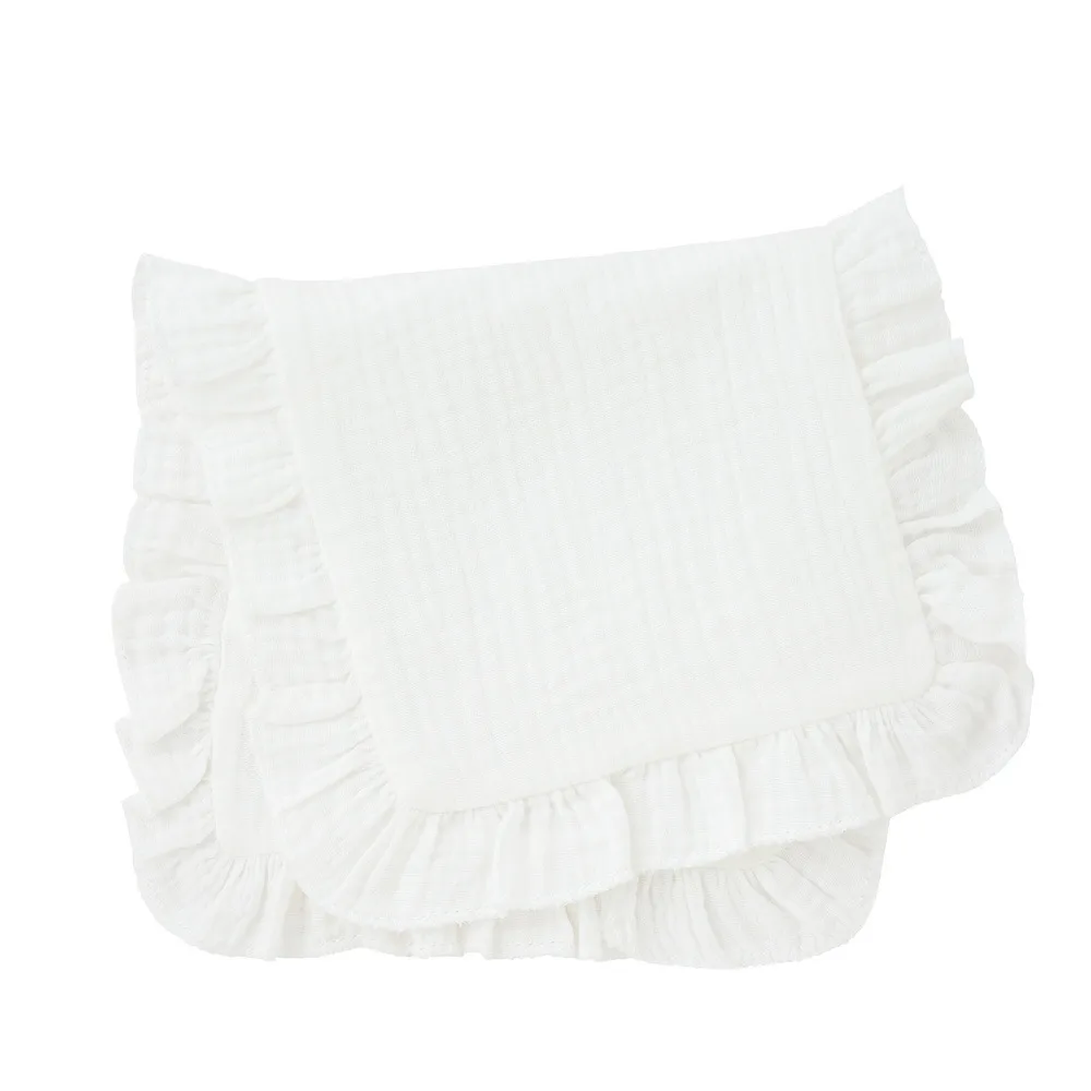 Wholesale Blank Ruffle Burp Pad Monogrammed White 100% Cotton Heart Bear Infant Ruffle Burp Cloth