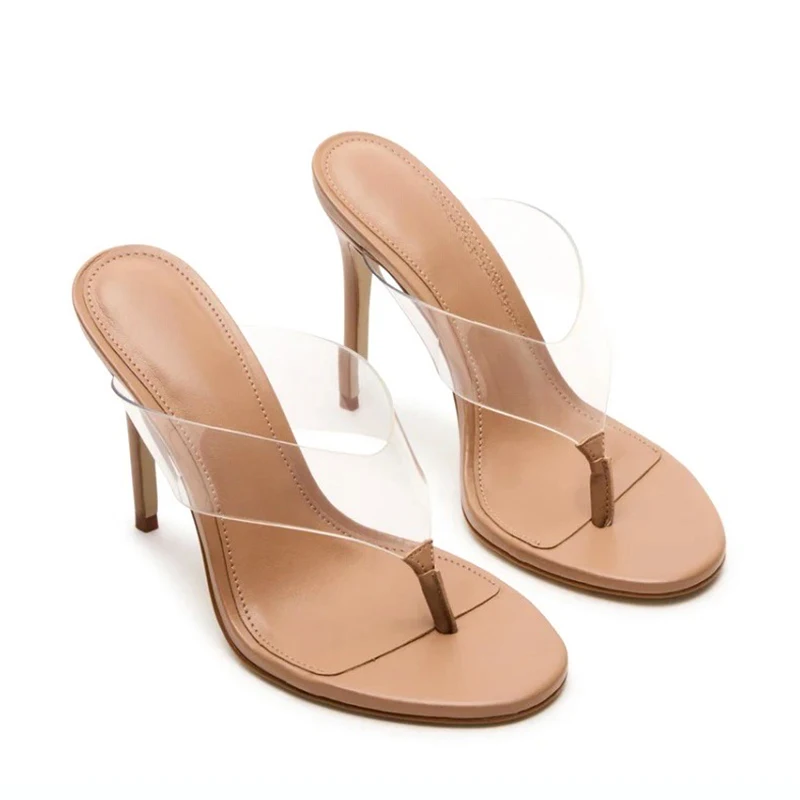 Summer Women's Flip-flops Slippers Sandals Peep Toe High Heels Shoes Ladies Summer Casual Footwear Black & Beige Customized