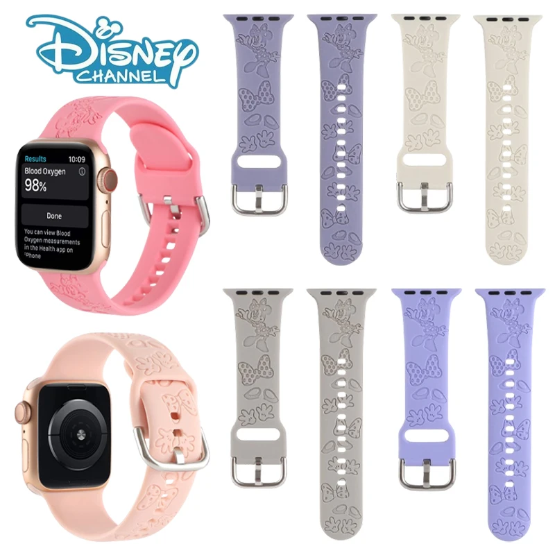 Disney Minnie Watchband Strap for Apple Watch Band 45mm 44mm 42mm 41mm 40mm 49mm 40 Mm Anime Bracelet Iwatch Series Ultra 2 9 7