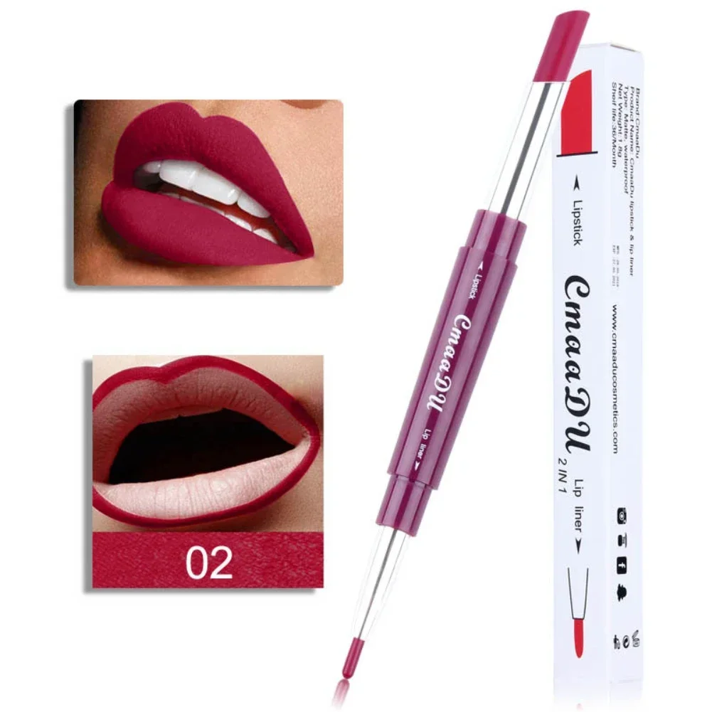 Heallor-Rouge à lèvres CmaaDu, 6 couleurs, longue durée, 2 en 1, crayon Jules Liner 256, rouge à lèvres hydratant imperméable, maquillage Co, 1 pièce