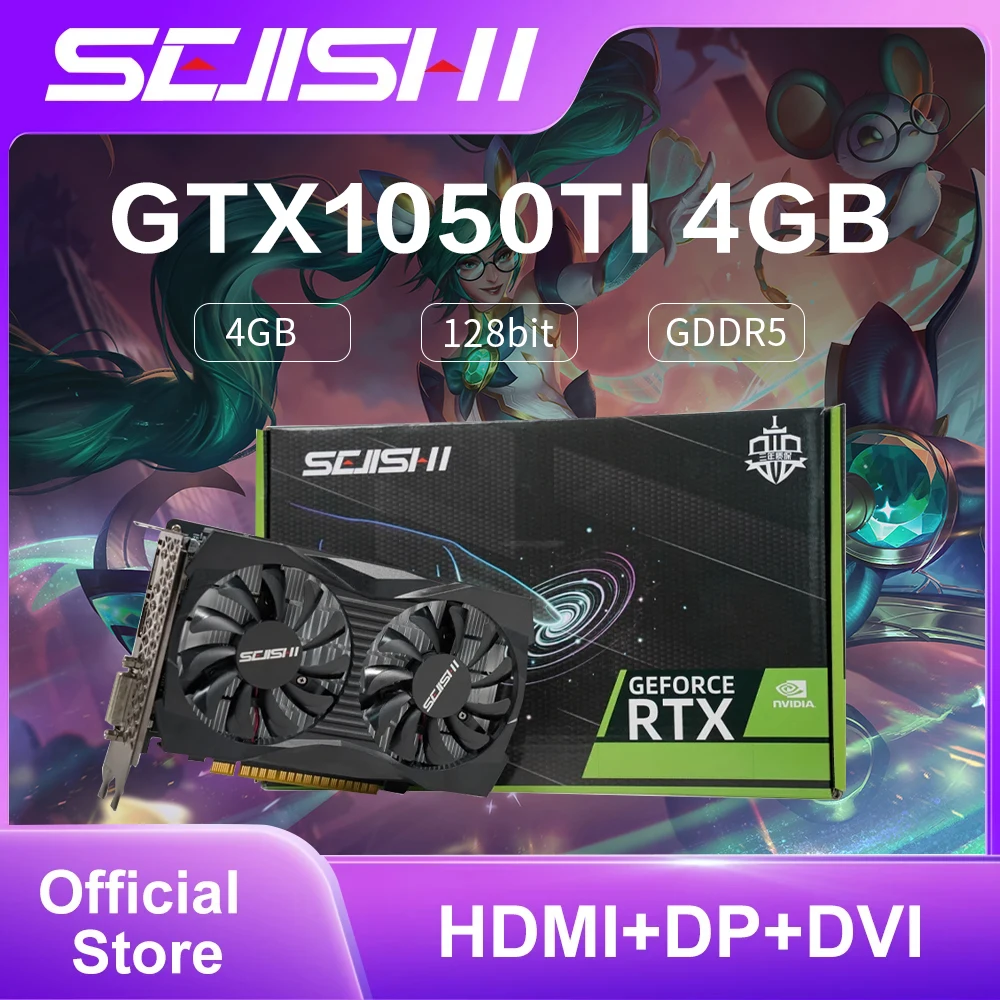 

SEJISHI NEW Geforce GTX1050Ti 4G 4GB NVIDIA Graphic Card GDDR5 128bit 14NM Video Card NVIDIA Video Card GPU placa de vídeo