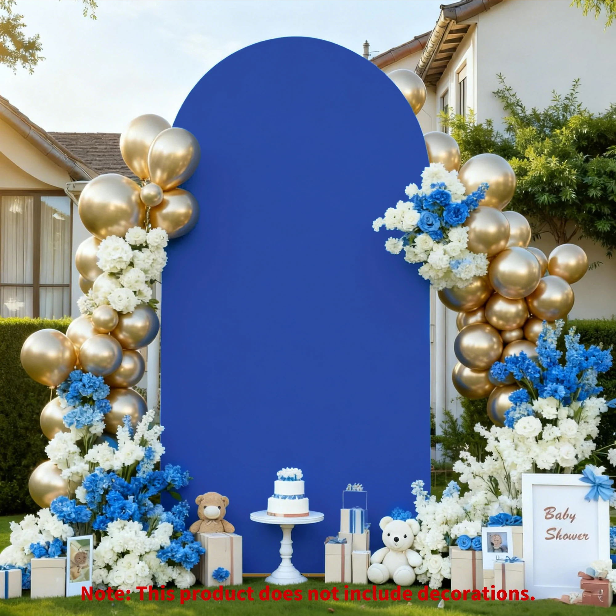 1 pieza de cubierta para arco azul real, pancarta para fiestas, bandera, tela elástica de poliéster arqueada de doble cara, adecuada para fiestas de cumpleaños y celebraciones al aire libre (soporte para arco no incluido)