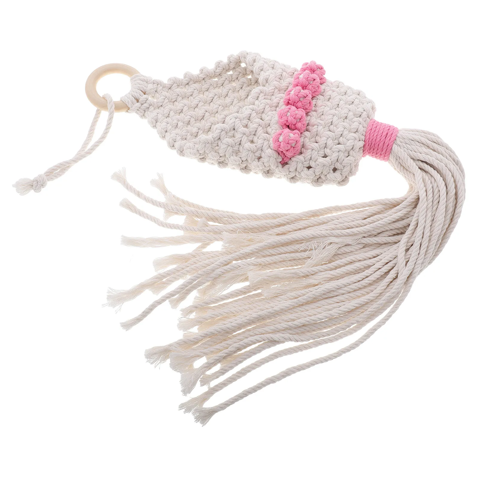 Boho Macrame Hand-Woven Wall Mounted Plant Hanger Woven Net Bag for Small Indoor Plants Air Plants Flowerpots Hanging Basket