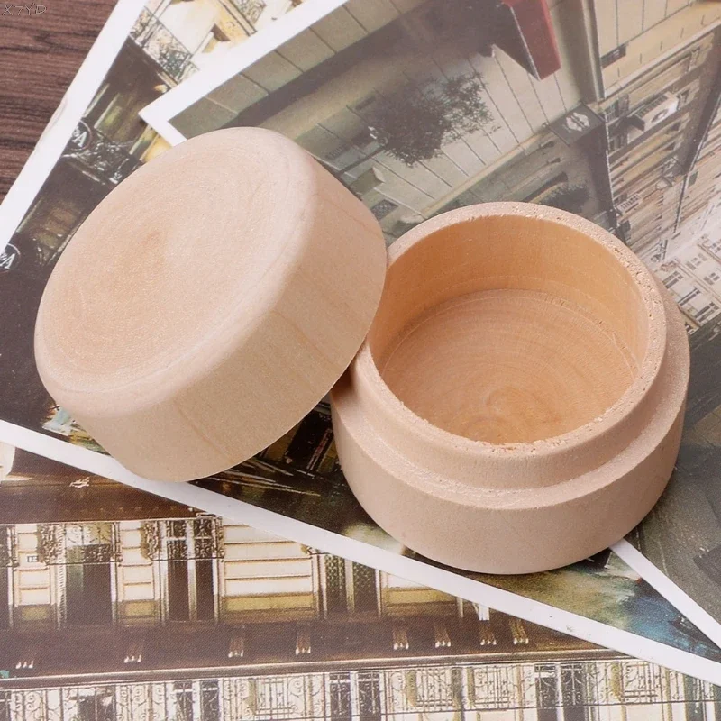 Small Round Wooden Storage Boxes Ring Box Vintage decorative Natural Craft Jewelry box Case Wedding Accessories