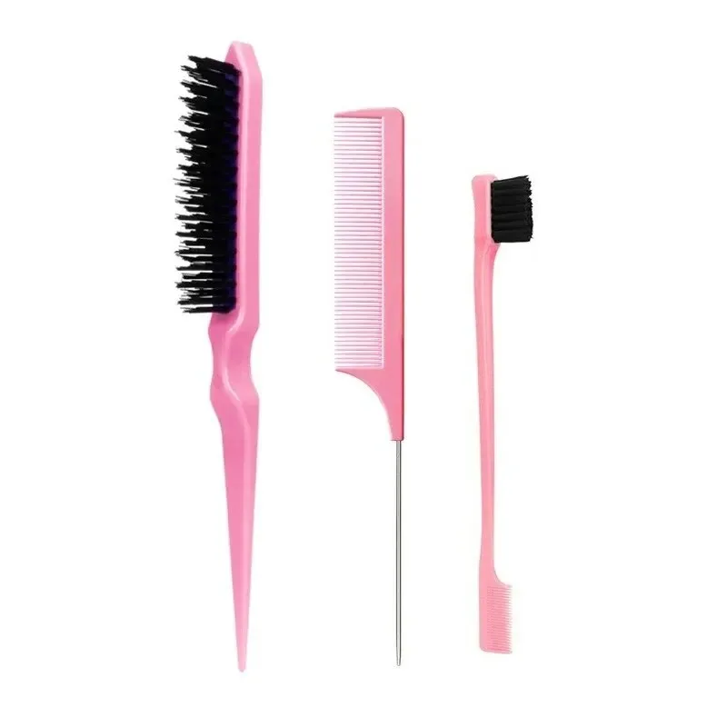 Neues dreiteiliges Haarbürsten-Set, scharfer Schwanzkamm, dreireihiger Haarkamm, Stahlnadel, Maus, Schwanzkamm, Zahnbürste, Augenbrauenpinsel-Werkzeug