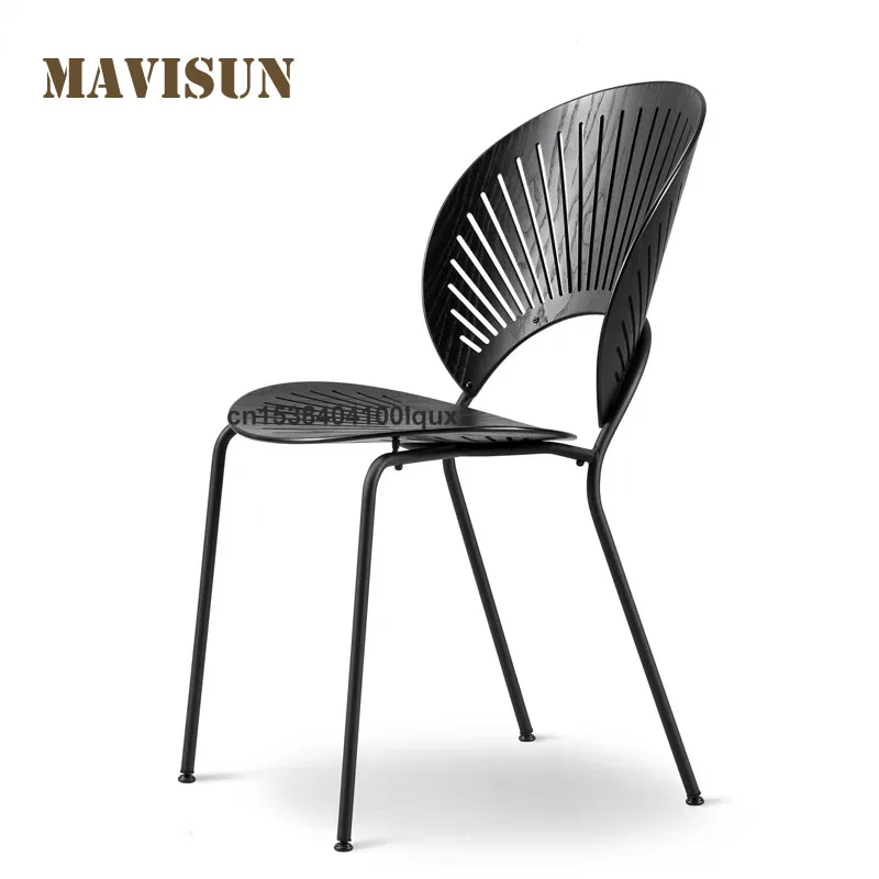 كرسي طعام منزلي صناعي بطول 0.8 متر، إطار فولاذي مطلي بالكروم، كرسي من الخشب الصلب، سطح مريح، كرسي منحني، مسند ظهر