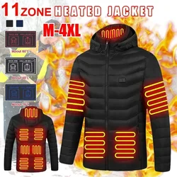 Chaqueta térmica para hombre, abrigo calefactor eléctrico Usb con temperatura controlada por 11 zonas, ropa calefactora, Parka autocalentable para esquí de invierno