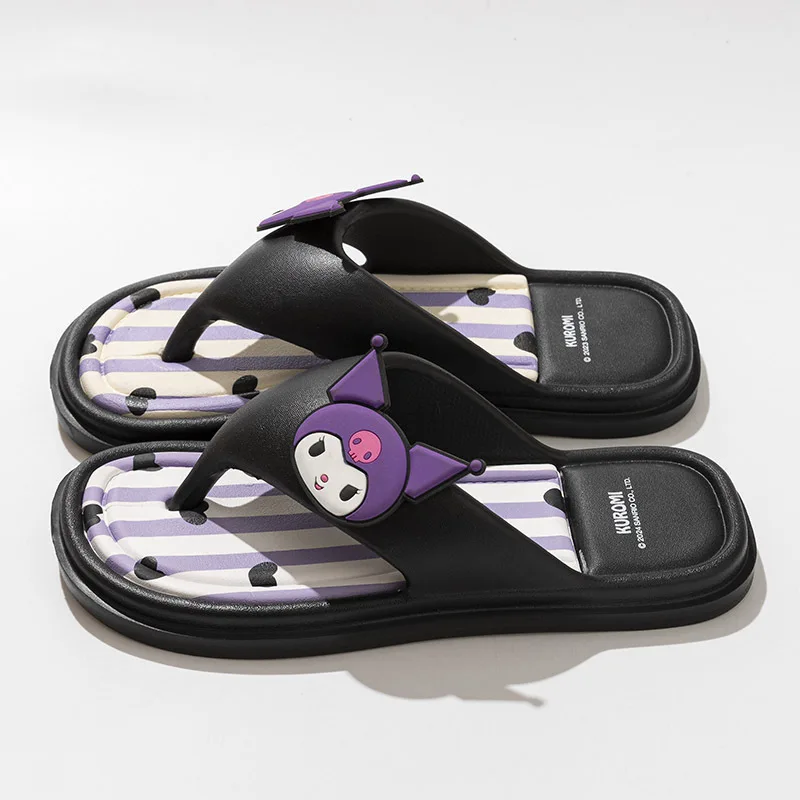 Sanrio Hello Kitty Flip Flop Girls Summer Outdoor Indoor Flat Sandals Kuromi My Melody Cartoon Beach Sandals Fashion Soft Sole