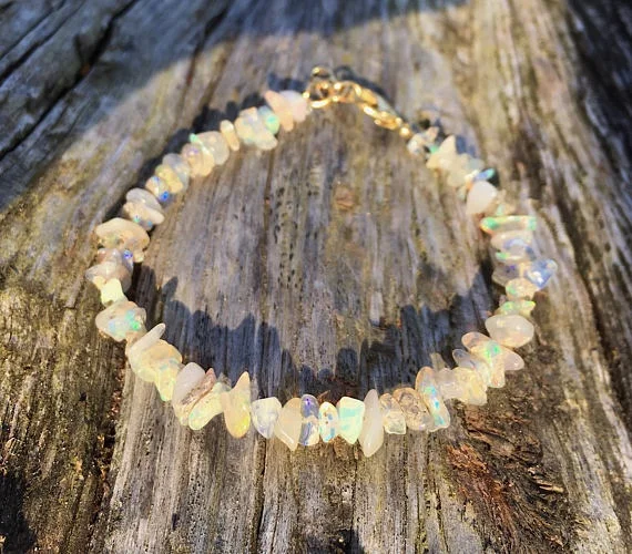 Opal Chip Bracelet / Ethiopian Opal Bracelet / Rainbow Opal / White Opal / Rough Opal / Raw Opal / Natural Opal