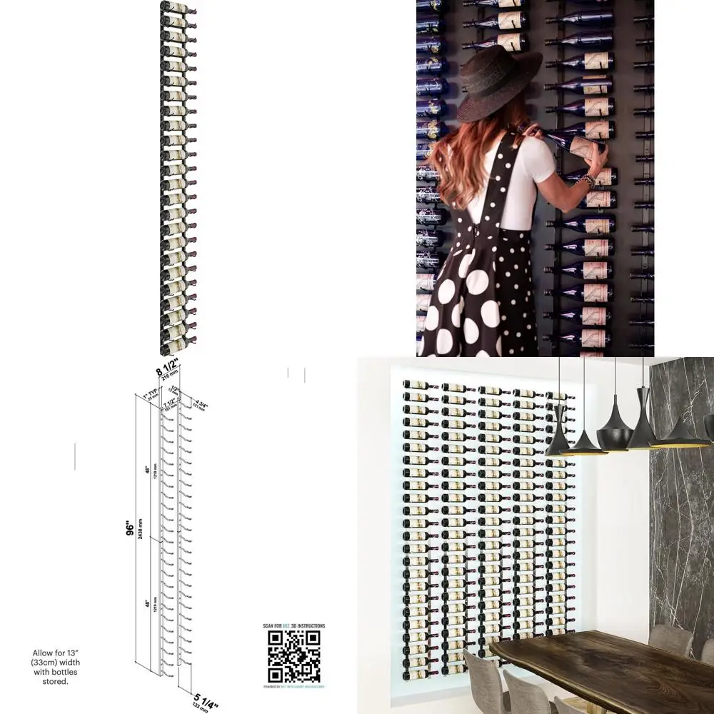 

W Series Pro Wine Rack 8 - Wall Mounted Wine Bottle Rack Kit, Stylish ern Wine Storage with Label orward Design (24 Bottles, Mat
