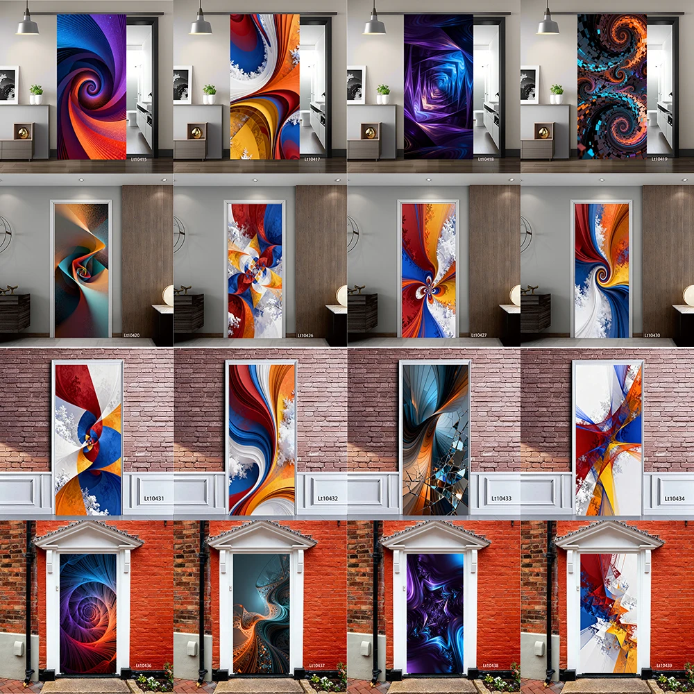 

Fluid Swirl Abstract Door Sticker, Removable Peel and Stick Self Adhesive Wallpaper, Gradient Art Mural for Home Decor