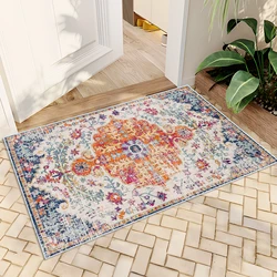 1Pcs Beautiful And Durable Persian Floral Distressed Outdoor Rug-Outdoor Indoor Entrance Mat,Non-Slip Dirt-Resistant Machine Washable Carpet,Outdoor Indoor,Outdoor Decoration,Boho Balcony Picnic Rug-Using this Color Rich Floral Non-Slip Floor Mat Add Persian For Your Home!