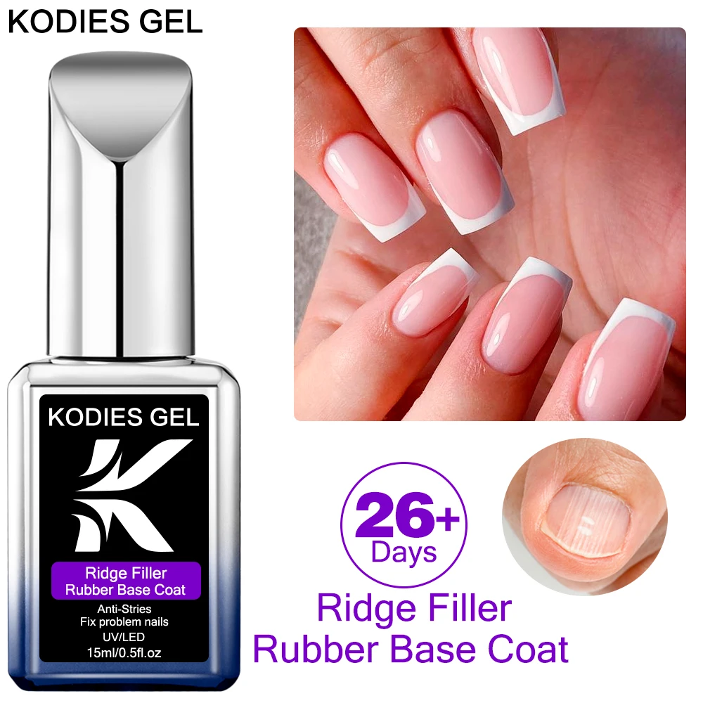 

KODIES GEL Ridge Filler Base Coat UV Gel Nail Polish Strong Repair Reinforce Gel Glue Semi Permanent Strengthener Nail Supplies