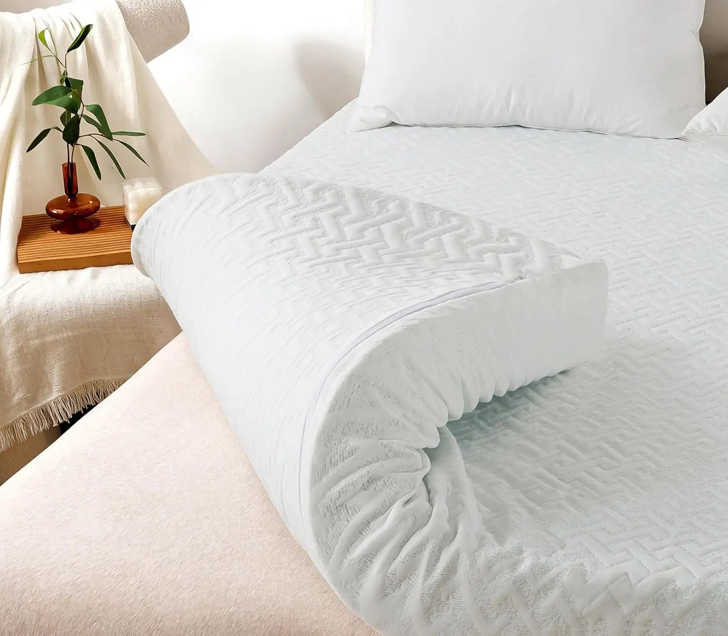 

3 H Mattr Topper, Egg Crate Twin Mattr Topper Fiber Cover Twin Memory Foam Filled Soft With Removable Washable Cover (75X39X3