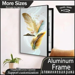 Vertical Side Open Decorative Painting of Meter Electric Box Feather Modern Mural Simple With Frame Home Living Room Free Punch