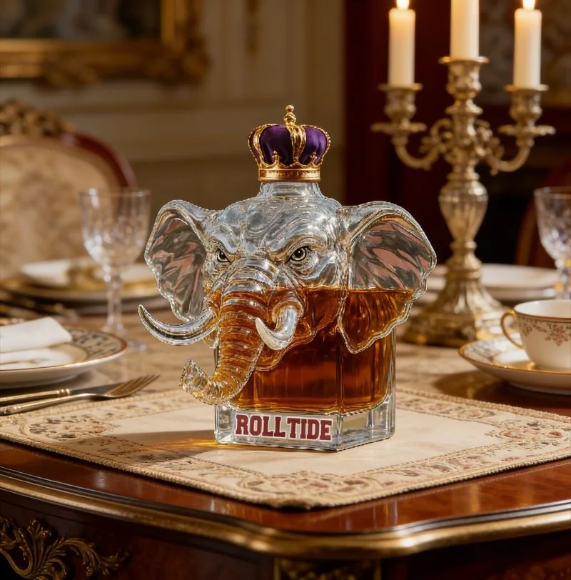 Unique Alabama Roll Tide Elephant Decanter, Perfect Gift for Alabama Crimson Tide Fans & Whiskey Lovers