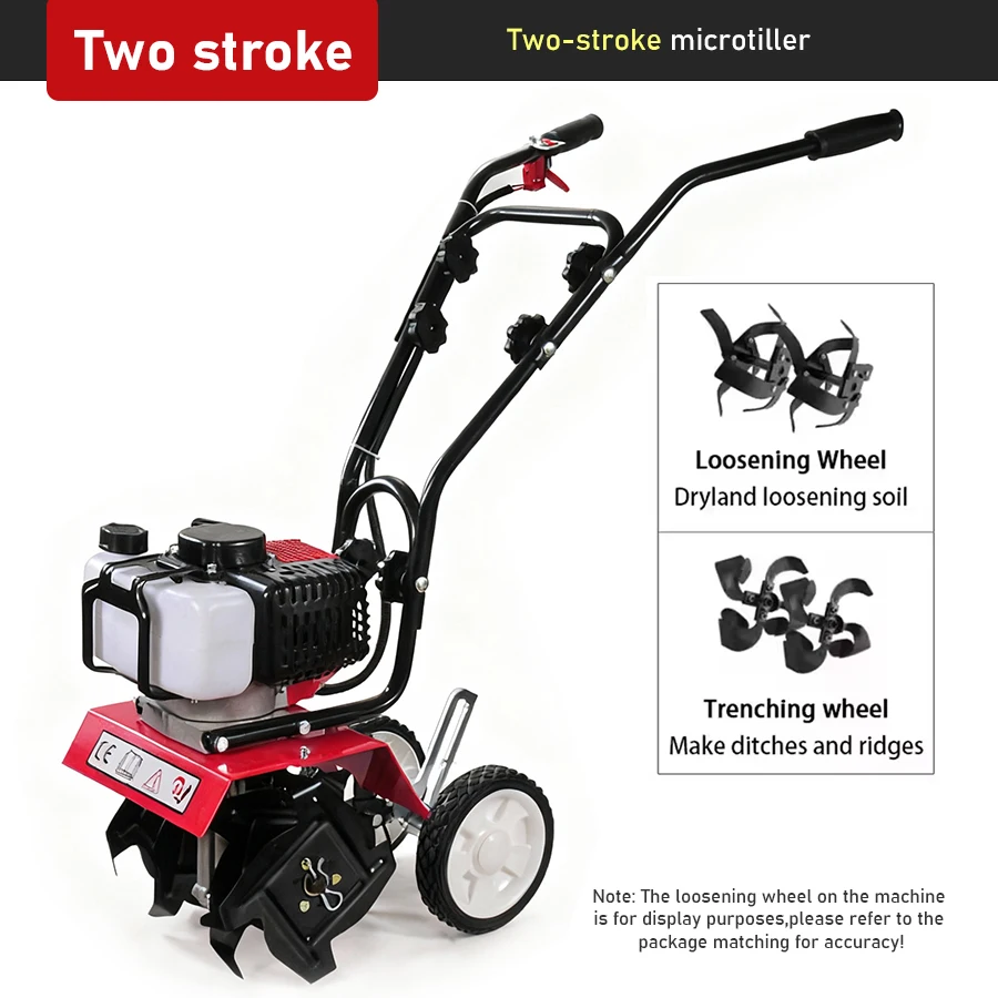 Mini Rotary Tiller Gas-Powered Tilling Machine Easy-Start Micro Cultivator Multi-Function Garden Tool for Farm Soil Cultivation