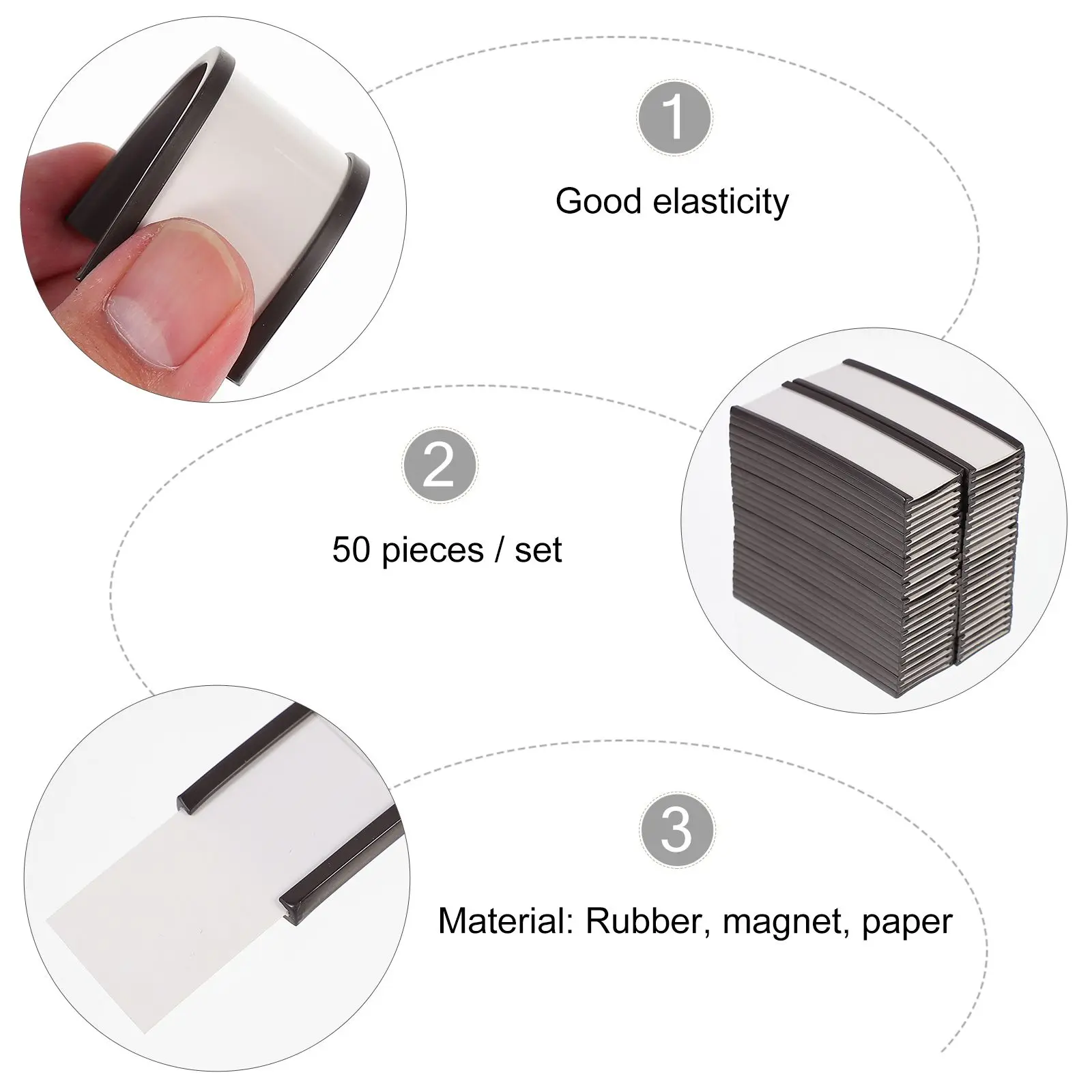

50 Pcs Clip Tag Label Holder Magnet Price Display Shelf Bracket Clamp Rubber Soft Practical Storage Accessories