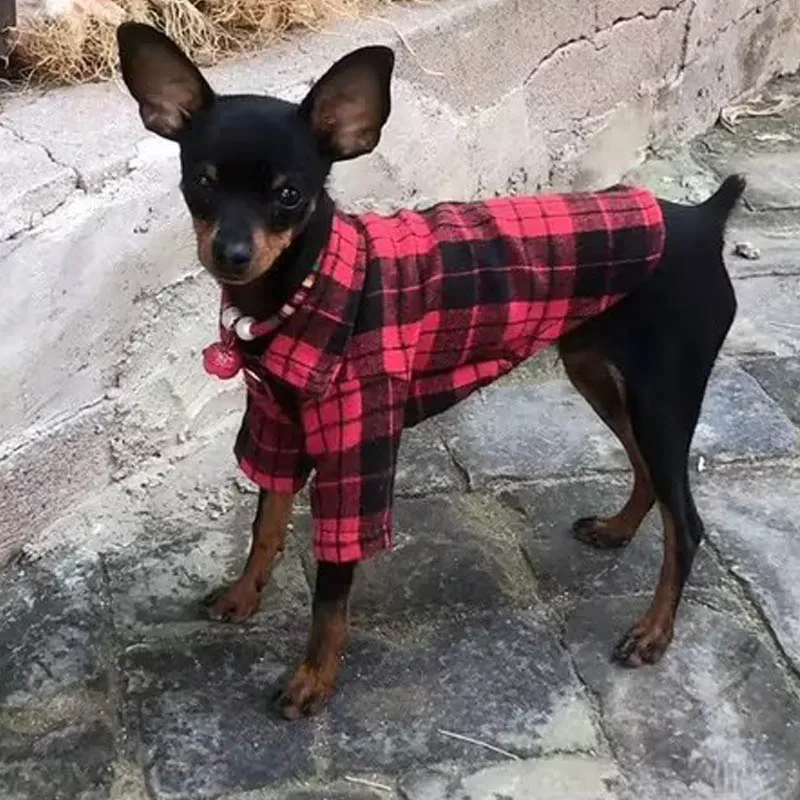 Trendy & Comfortable Plaid Dog Shirt for Spring/Summer - Easy Button Design, Ideal for Small Breeds