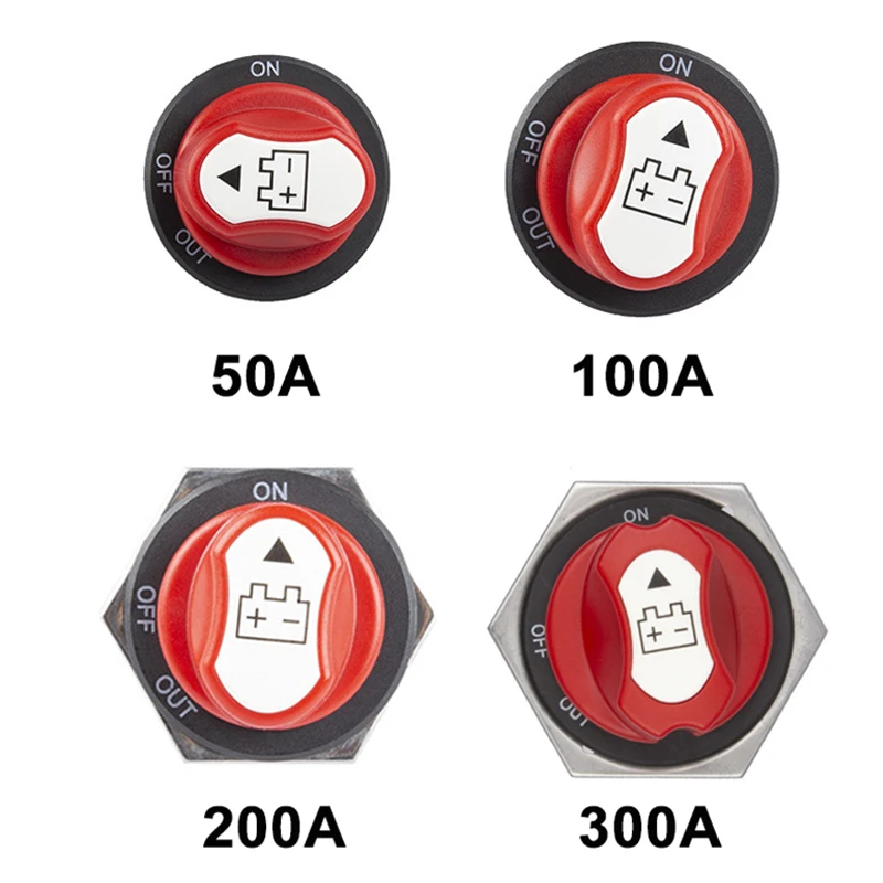 1Pcs 50A/100A/200A/300A Car Battery Disconnect Cut Off Switch Rotary 12V 24V DC Power Isolator Auto Motorcycle Boat Accessories