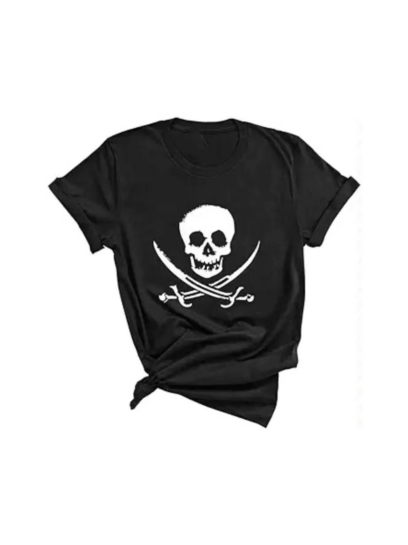 ZYXZ Blue Sand Textiles Pirate Shirt. Skull T-Shirt. Soft & Comfy Unisex Pirate Tee. Skull and Crossbones Shirt.77899