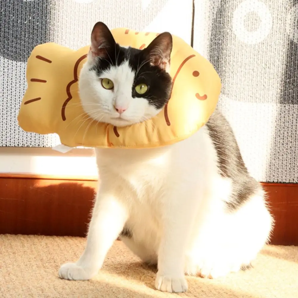 

Cute Cartoon Cat Protective Collar Soft Adjustable Cat Recovery Collar Anti-Bite Lick Fish Shape Dog Neck Cone Wound Healing
