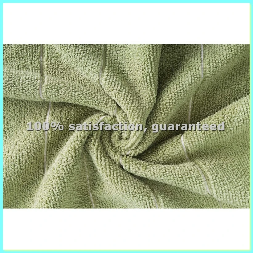 8 Pcs Kitchen Towels - Super Absorbent, Soft and Solid Color Dish Towels, Stripe Designed Dark Green and White Colors-AD23