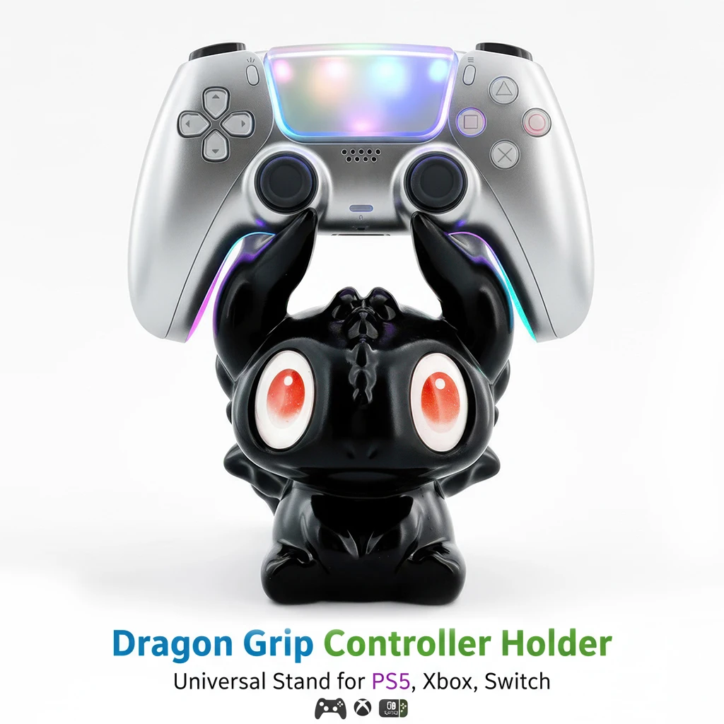 حامل وحدة تحكم ألعاب التنين اللطيف - حامل عالمي لأجهزة PS وXbox والمفتاح والهواتف، وديكور هدايا الألعاب المضحكة لعرض المكتب #1