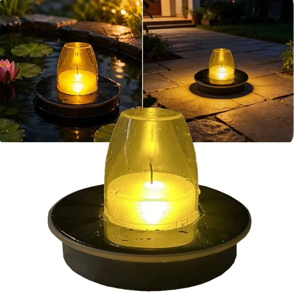 Waterproof Floating Candle Light Luminous Buoyant Buoyant Luminous Water Decor Simulated Flame Amber Cover