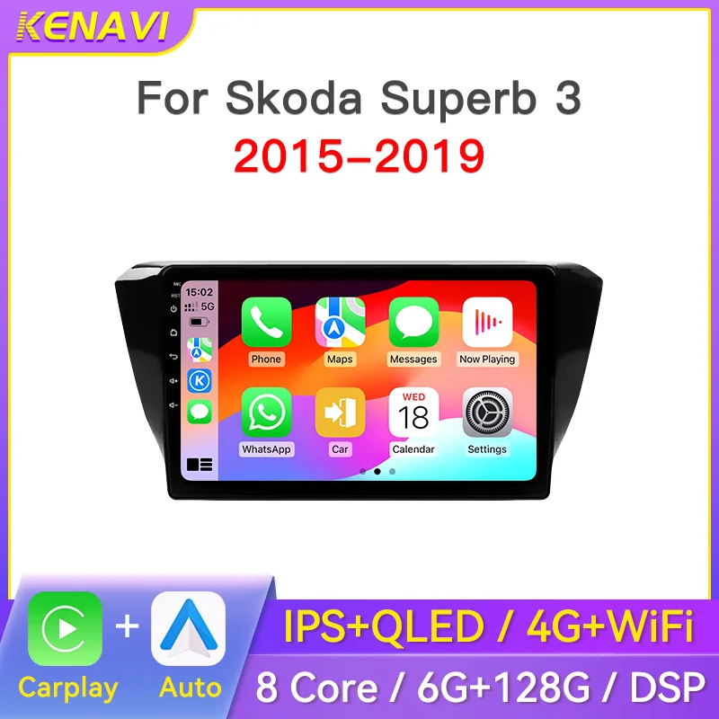 

2 Din Car Stereo Radio For Skoda Superb 3 2015 - 2019 Multimedia Video Player GPS Wireless Carplay Android Auto Head Unit No DVD