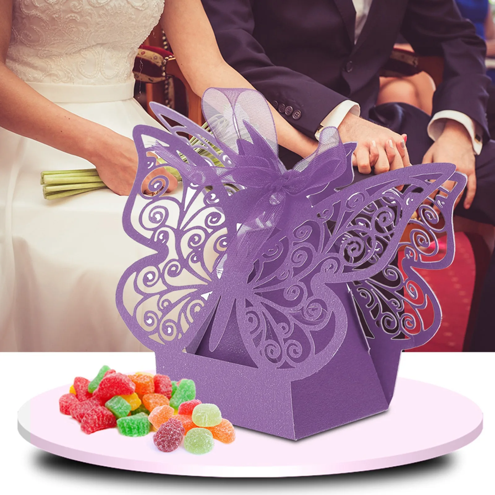 100PCS Wedding Favor Sugar Chocolate Boxes Wedding Decoration for Wedding Birthday Light Purple Sugar,Box§Wedding,Sugar,Box§Cand