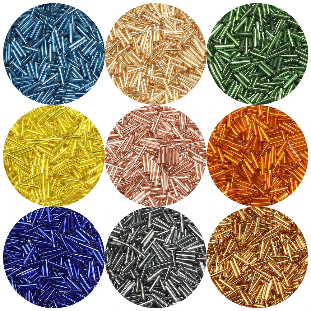2x9mm Czech Tubular Spiral Glass Beads Silver Colorful Lines Loose Spacer Seed Beads For DIY Jewelry Making Handmade Sewing