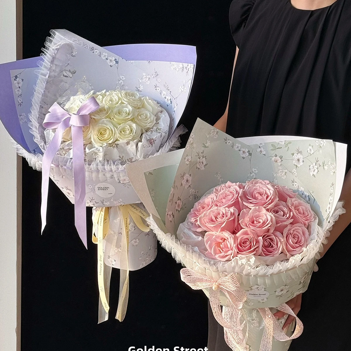 20pcs Flower Wrapping Papers Valentine's Day Gift Packaging Materials Birthday Gift Package Supplies Party Wrapper Craft Paper