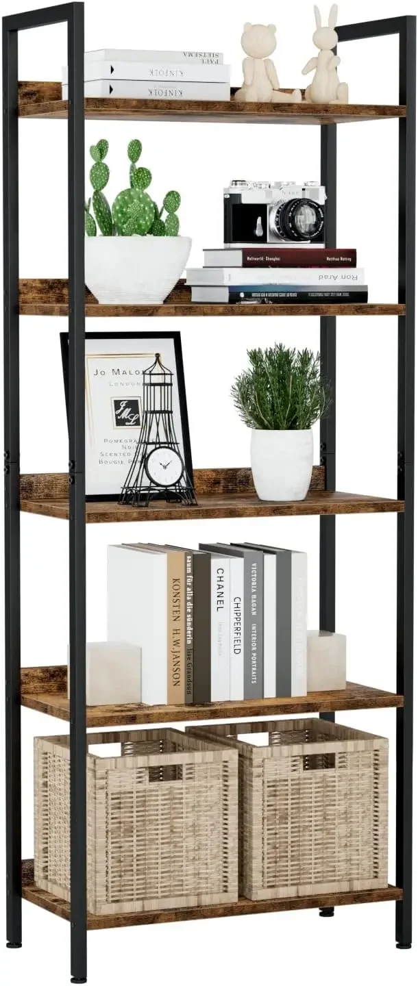 

5 Tier Bookshelves, Home Office Bookcase Shelf Storage Organizer, Free Standing Storage Shelving Unit for Bedroom, Living Room