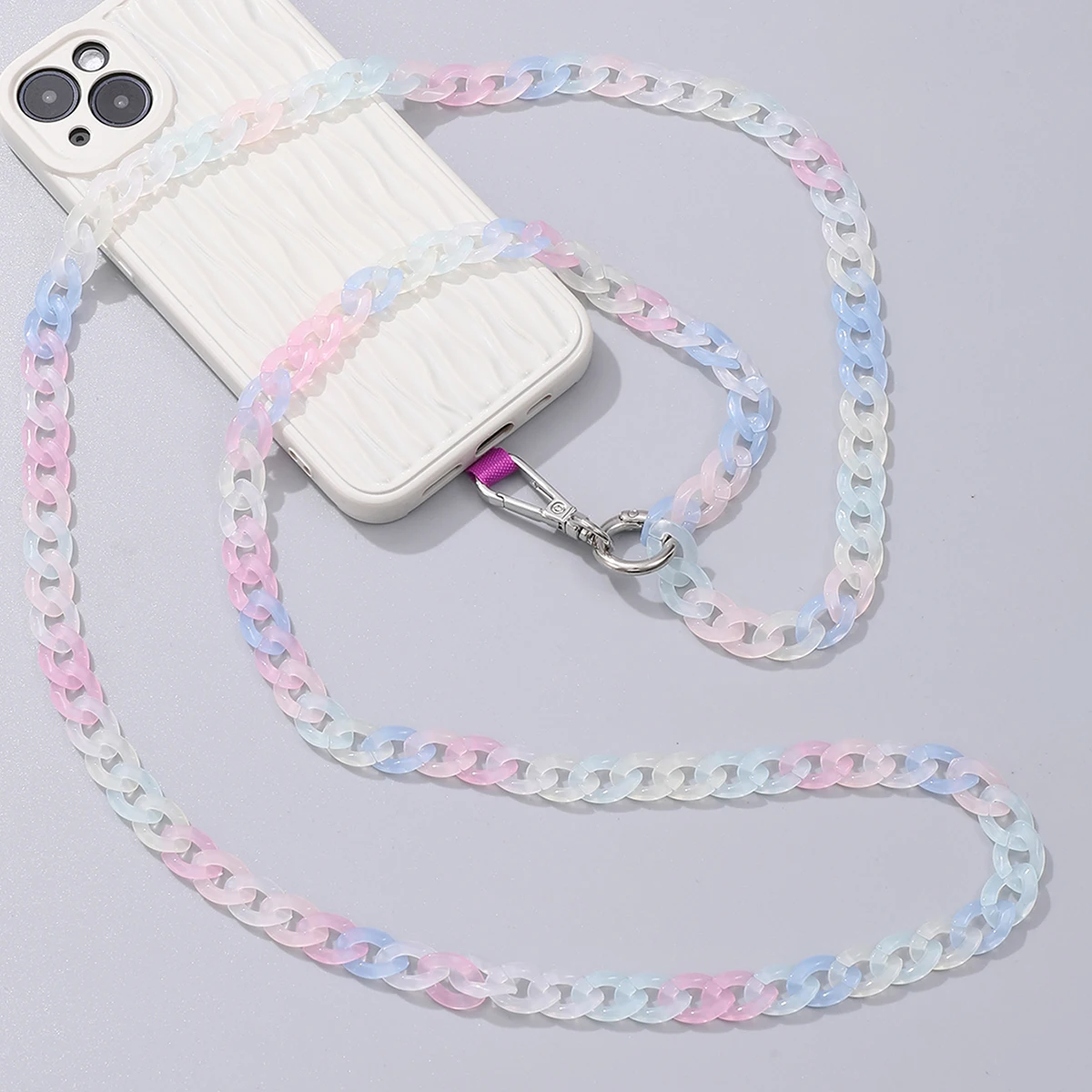 Jelly Color Chain Colorful Acrylic Chain Long Oblique Cross Phone Hanging Rope