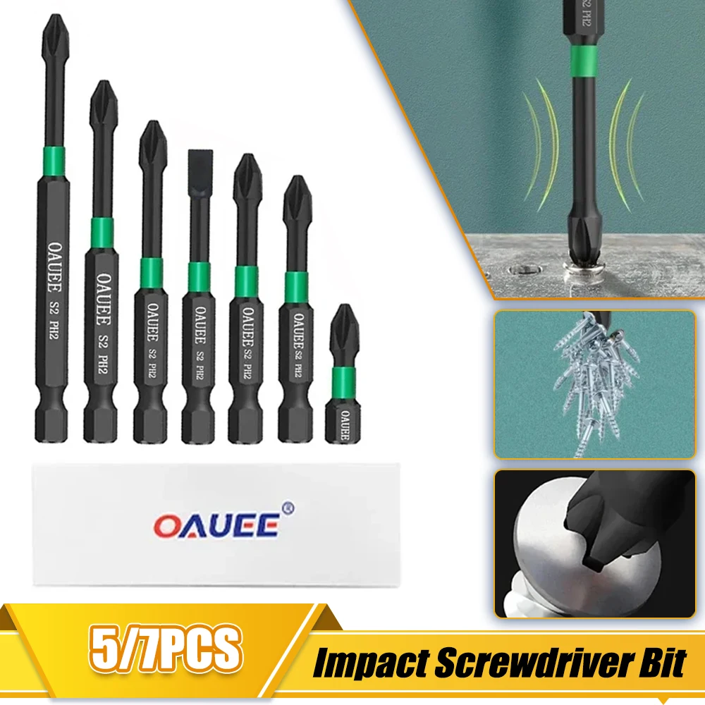 5/7 pezzi punte per cacciavite magnetico forte antiurto D1 testa Batch ad alta durezza set di punte per cacciavite a percussione antiscivolo