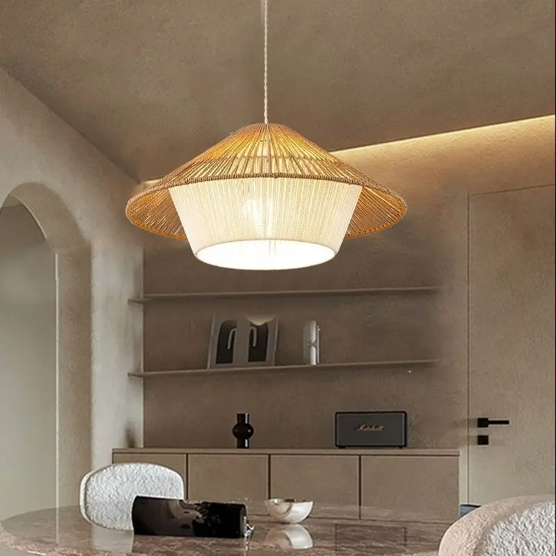 Wabi silent retro hemp rope chandelier creative rattan bohemia Morocco light simple breakfast living