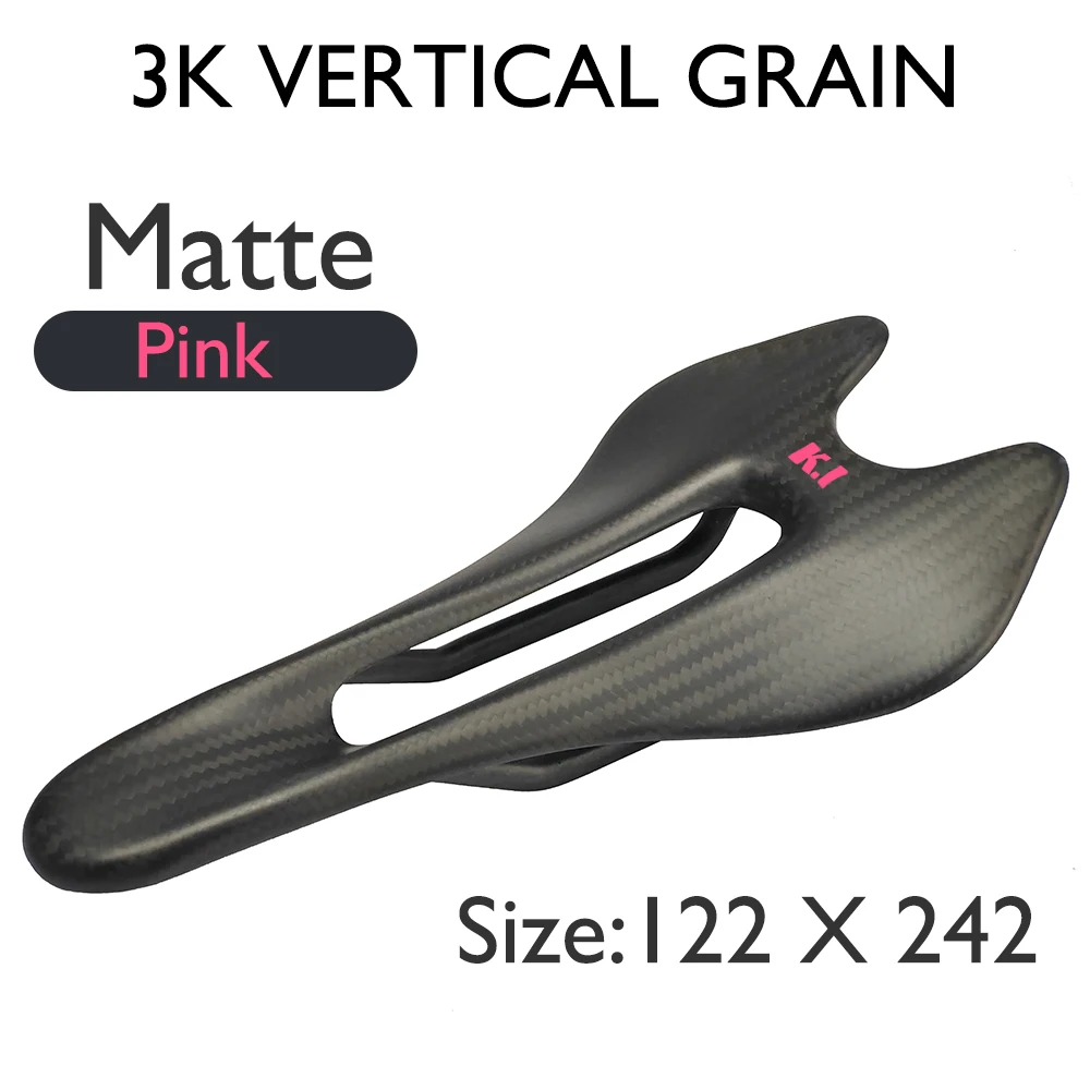 

Black Logo Carbon Fiber Road Saddle Ultralight Ergonomically Designed Double-Track Hollow Breathable Bike Seat Cushion 122/132mm