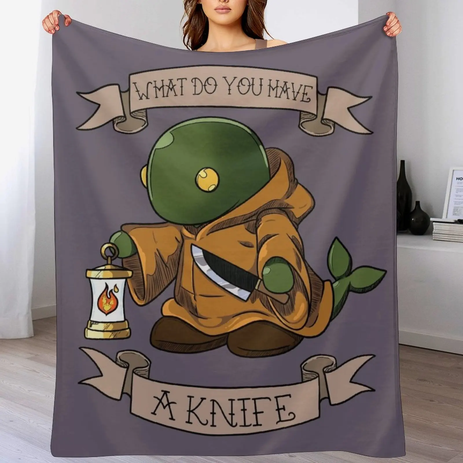 

Tonberry, A knife!! Throw Blanket Picnic Thermals For Travel Blankets