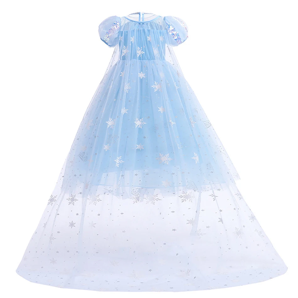 Summer Elsa Princess Dress Halloween Christmas Cosplay Elsa Snow Queen Dress for Carnival Party Costume Girl\'s Vestidos