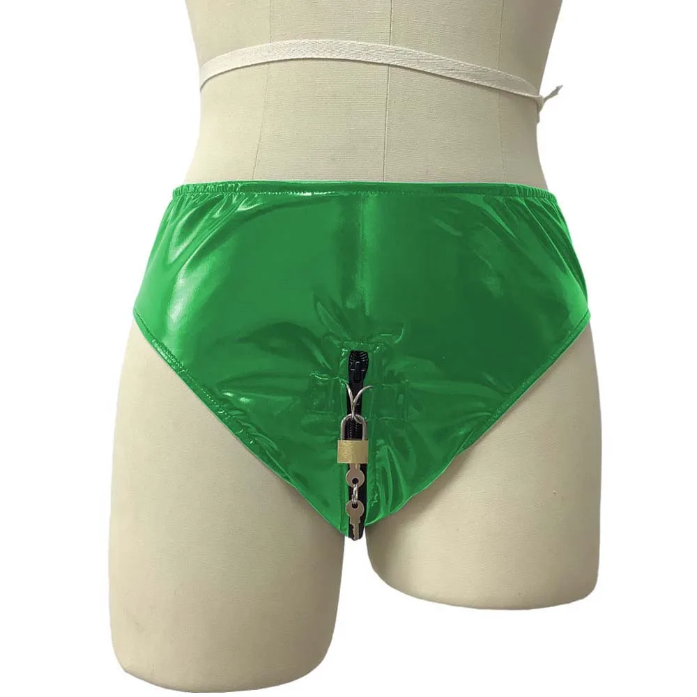 ملابس داخلية جلدية قابلة للقفل من الكلوريد متعدد الفينيل ، ملابس داخلية مثيرة للبالغين ، ملابس داخلية بسوستة مفتوحة ، ملابس داخلية من اللاتكس الصناعي للنادي الوثن