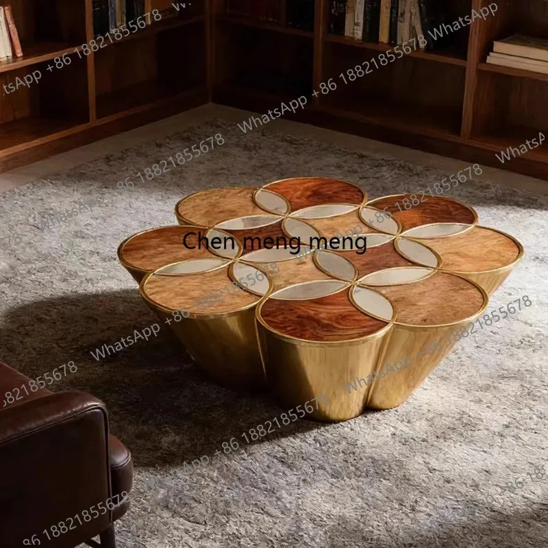 

F150 Italian tree tumor veneer coffee table living room sofa edge art creative petal color matching tea table