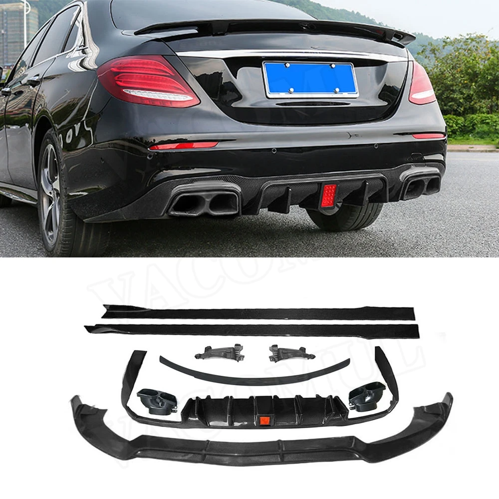 

Carbon Fiber Front Bumper Lip Rear Diffuser Side Skirts Rear Wing Spoiler With Exhaust for Benz W213 E400 E63 Sport 2017 - 2019