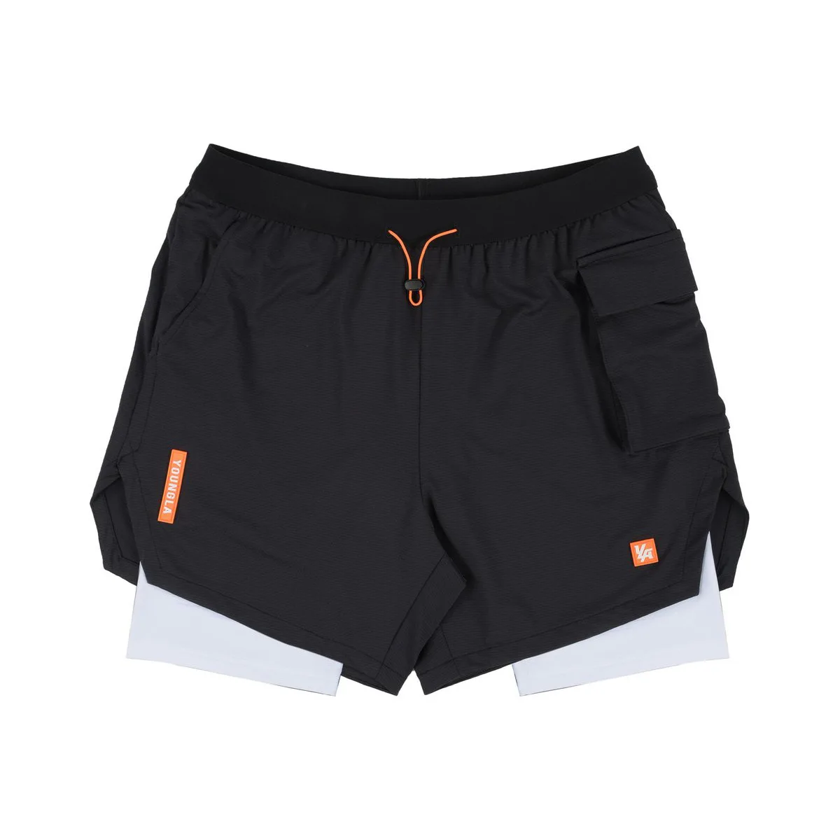 American style trendy men's shorts for summer sports, fitness, running, training, breathable, elastic, casual double-layer short