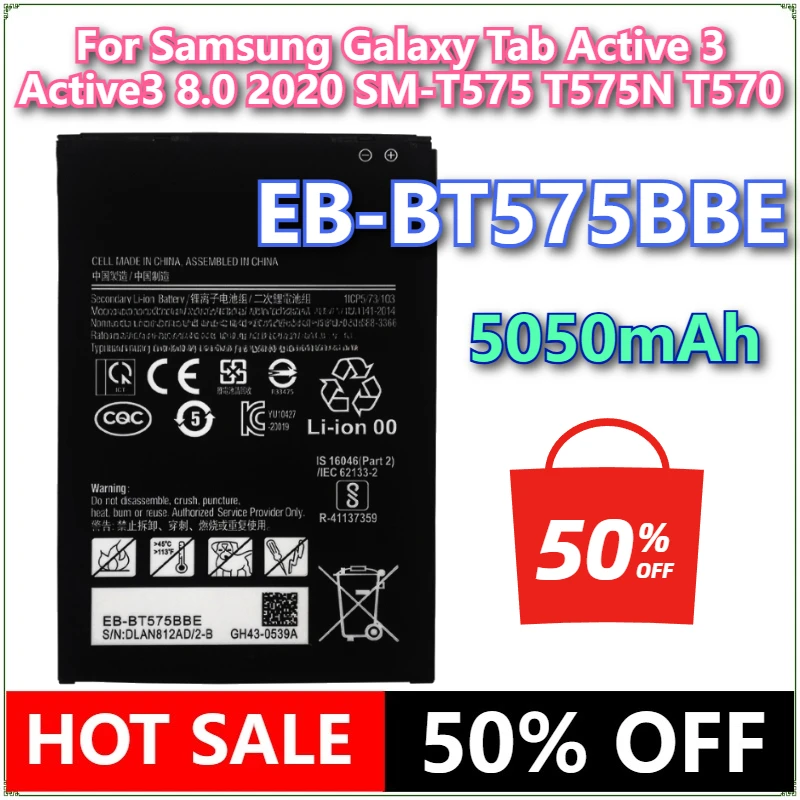 

Brand New EB-BT575BBE 5050mAh Replacement Battery For Samsung Galaxy Tab Active 3 Active3 8.0 2020 SM-T575 T575N T570