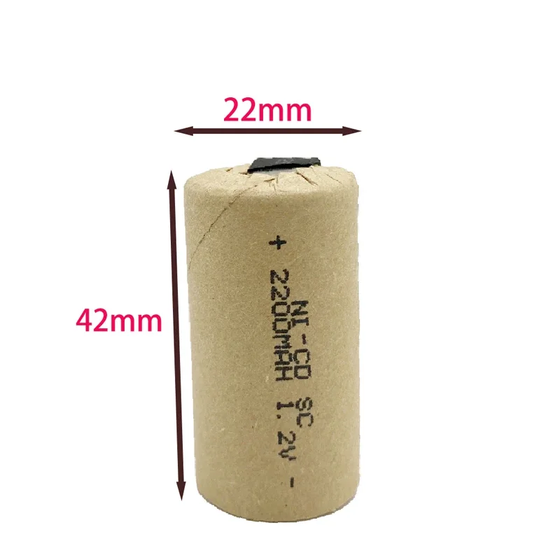 1-20pcs Screwdriver Electric Drill SC Batteries 1.2V 2200mah Sub C Ni-Cd Rechargeable Battey With Tab Power Tool NiCd SUBC Cells