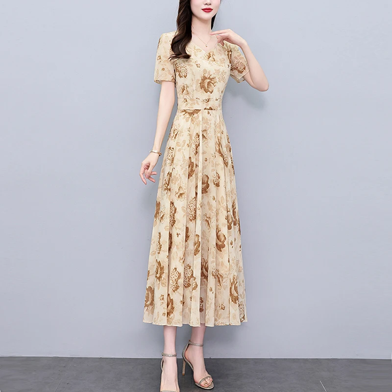 2025 الصيف الشيفون الأزهار بوهو فستان الشاطئ المرأة خمر فاخر أنيق حفلة فستان طويل عادية شيك حفلة موسيقية Bodycon ميدي Vestidos