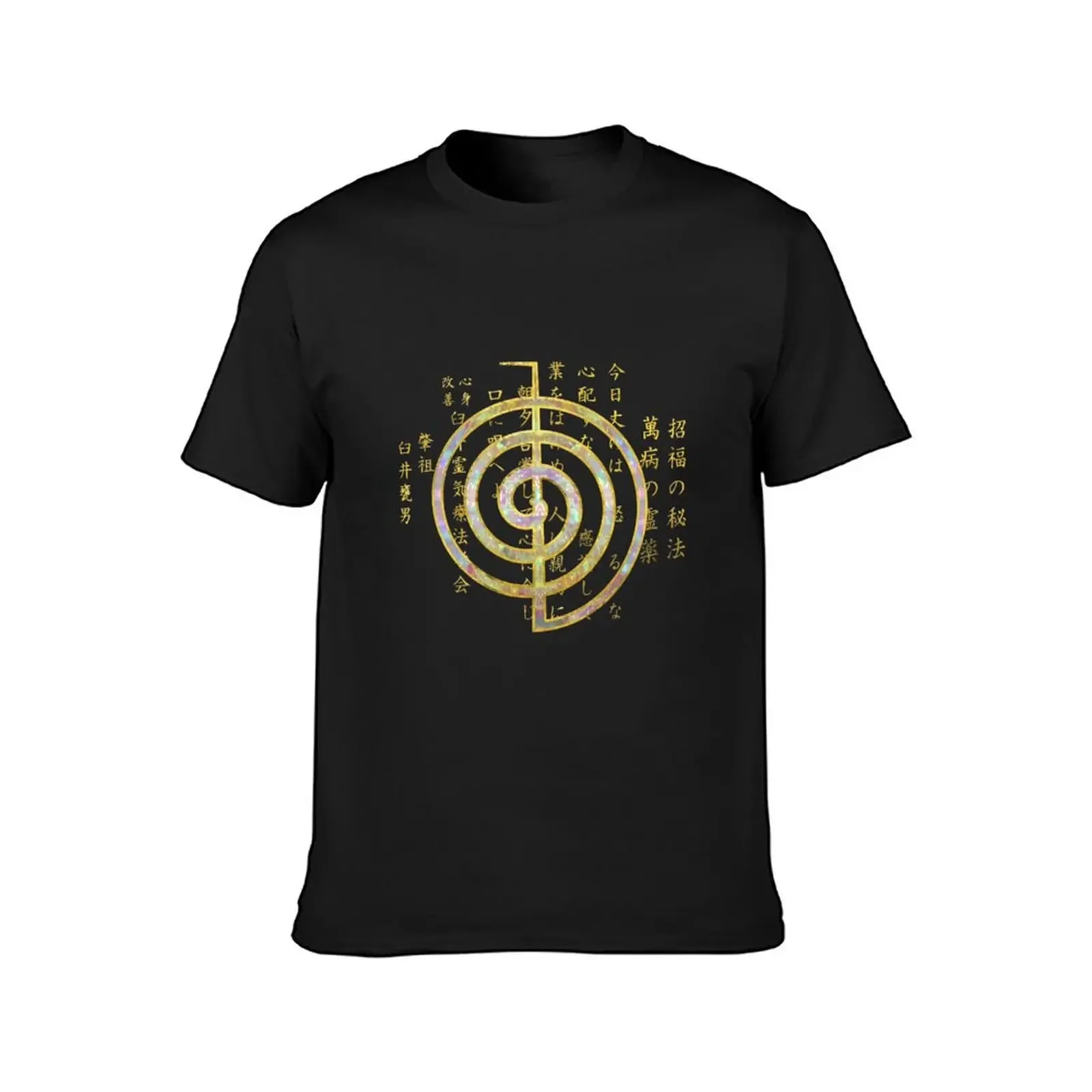 Gold Choku Rei Symbol and Reiki Precepts T-Shirt Blouse luxury designer vintage t shirts oversizeds men t shirt