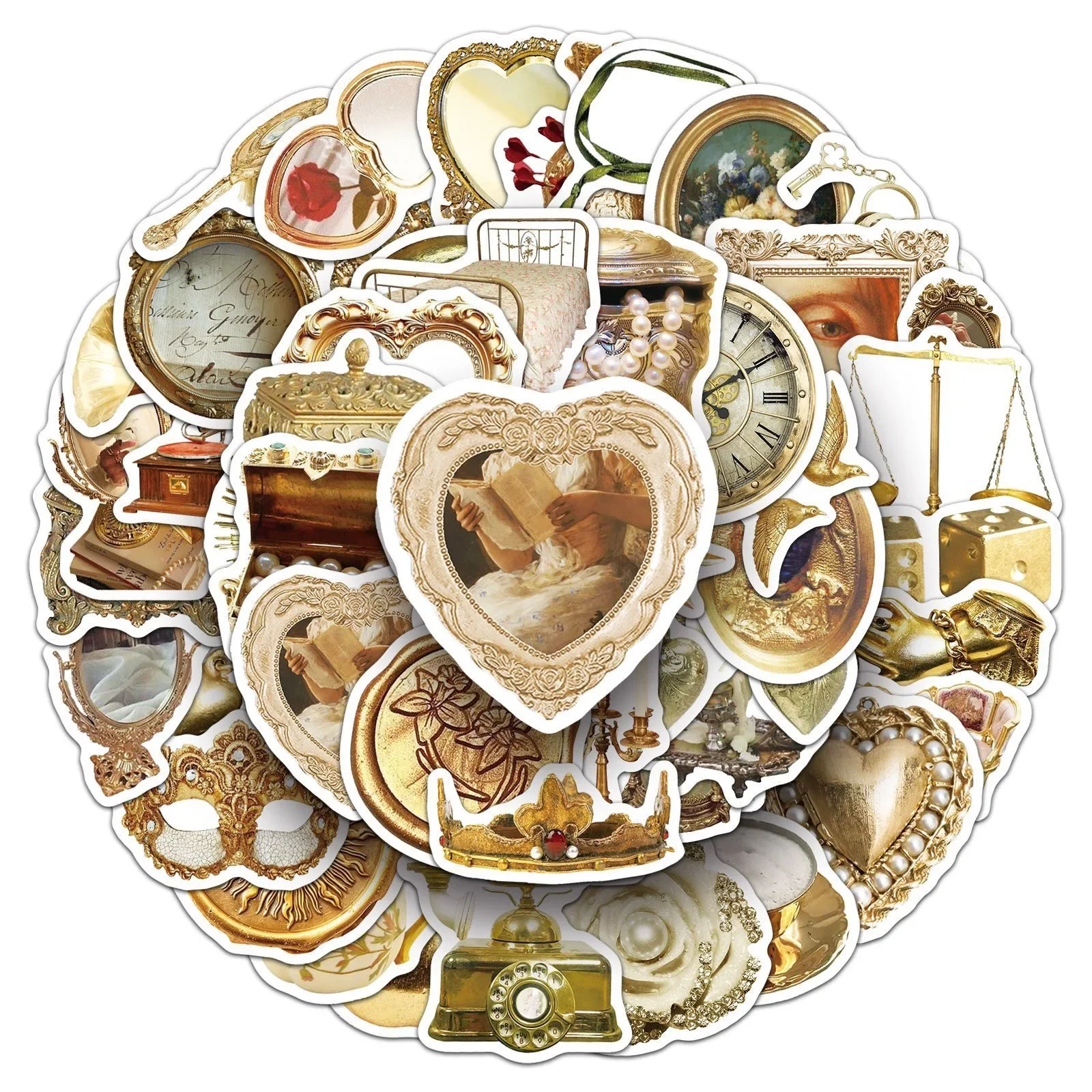 

10/50PCS Aesthetic Golden Palace Stickers INS Style Creative Graffiti Decorative DIY Phone Laptop Luggage Sticker for Kid Gift