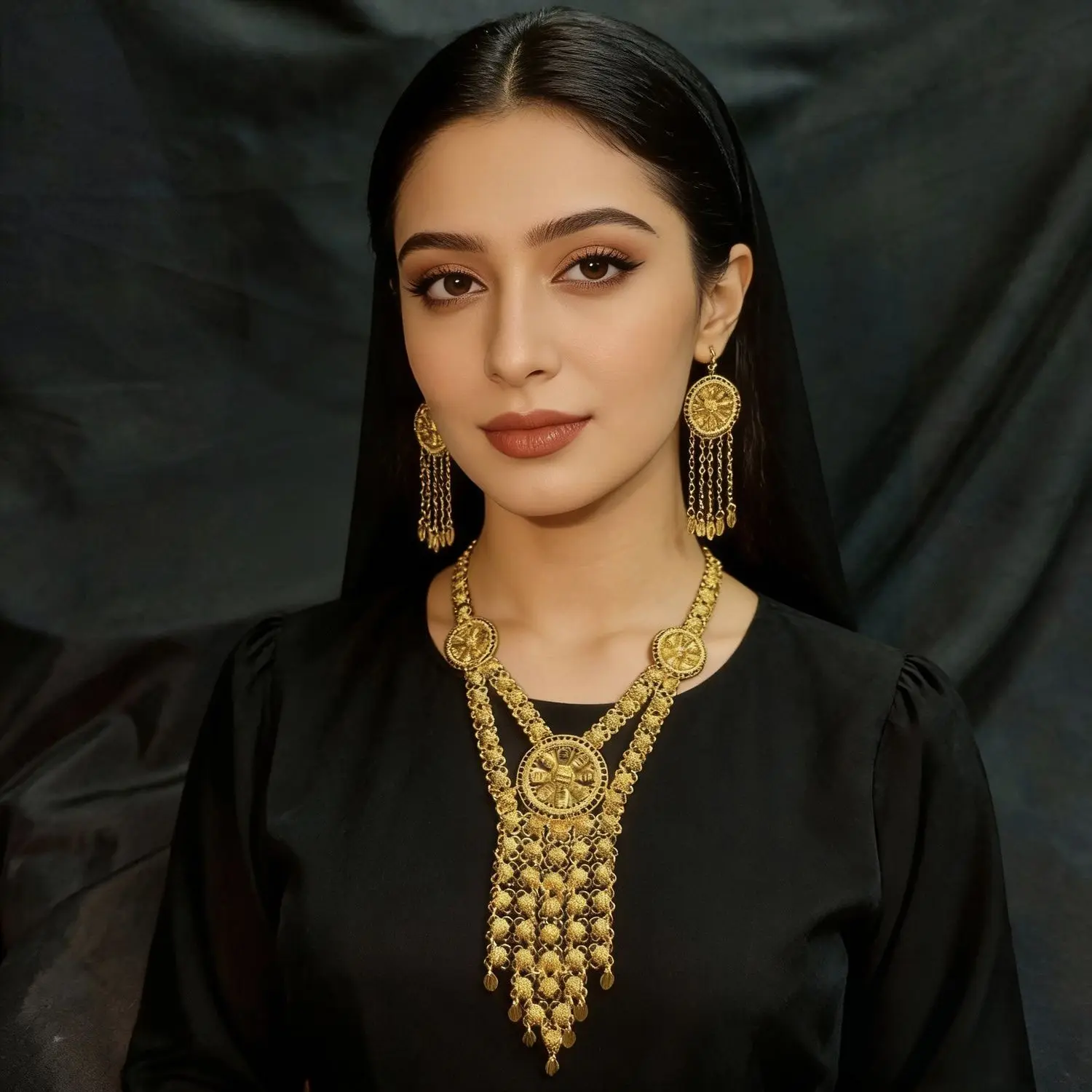 Dubai Fashion Women's 24K Gold Plated Necklace Earrings Exquisite Engagement Party Jewelry Set for Lovers DD11051 - view 5
